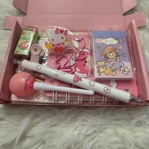 Cute Pink Kids Stationery & Toy Set with Character Accessories